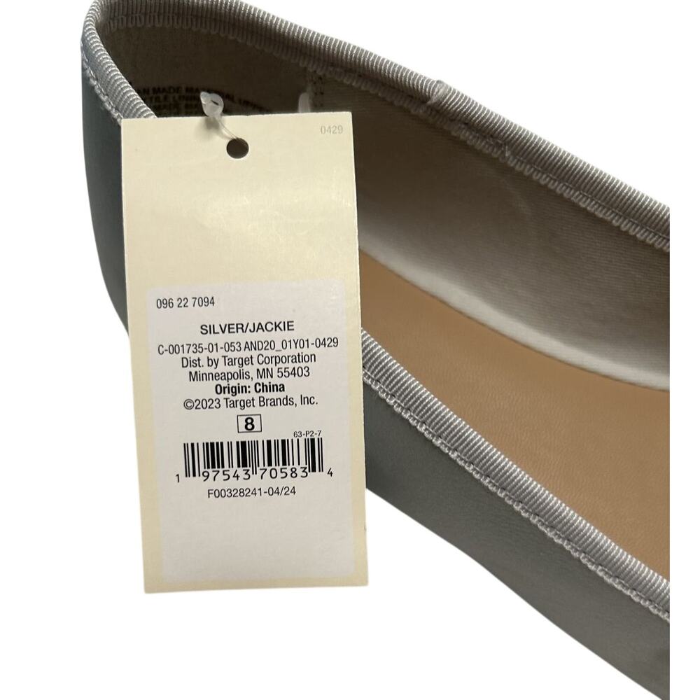 NWT a. new day Jackie Silver Memory Foam Classic Slip On Ballet Flats-Size 8* - Picture 10 of 10